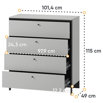 Komoda GRIS GS-03 šedá/černá 9