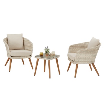 Zahradní set GRONINGEN teak/krémová 1