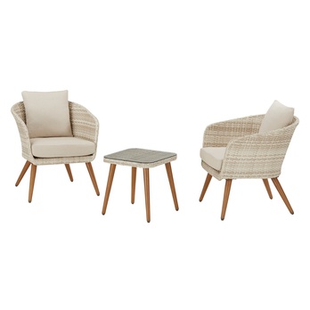 Zahradní set GRONINGEN teak/krémová 2