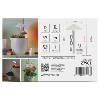 Pěstební lampa GROW Z7901 bílá 7