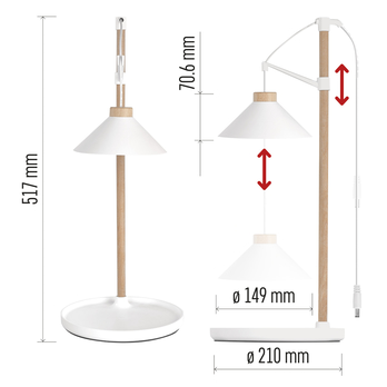 Pěstební lampa GROW Z7905 bílá/přírodní 10
