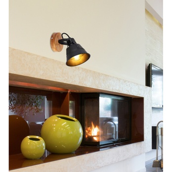 Nástěnné svítidlo GÜNTHER 1 světlé dřevo/černý kov 1