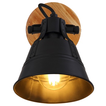 Nástěnné svítidlo GÜNTHER 1 světlé dřevo/černý kov 3