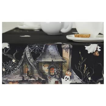 Běhoun na stůl HALLOWEENSKÝ DŮM černá, 37x140 cm 1