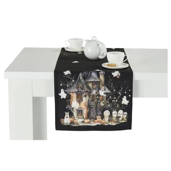 Běhoun na stůl HALLOWEENSKÝ DŮM černá, 37x140 cm 3