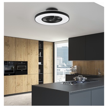 Stropní LED svítidlo s ventilátorem HALMSTAD černá/bílá 1