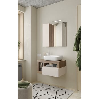 Nástěnná umyvadlová skříňka s umyvadlem HAMBURG 1 dub mercure/kašmírová 1