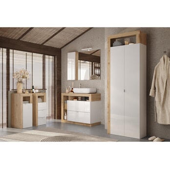 Koupelnová skříňka  HAMBURG 2 dub cadiz/bílá lesklá 1