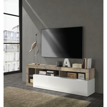 TV komoda HAMBURG 4 dub/bílá lesklá 1