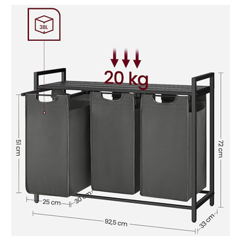 Koš na prádlo  HAMPER 5 šedá/černá 2