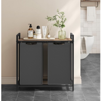 Koš na prádlo HAMPER šedá/světle hnědá 3