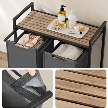 Koš na prádlo HAMPER šedá/světle hnědá 4