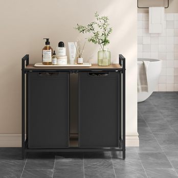 Koš na prádlo HAMPER černá/světle hnědá 3