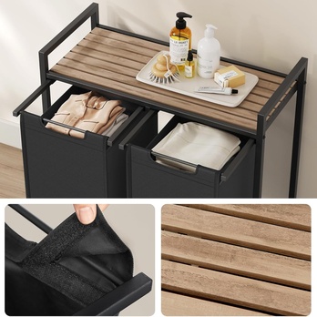 Koš na prádlo HAMPER černá/světle hnědá 4