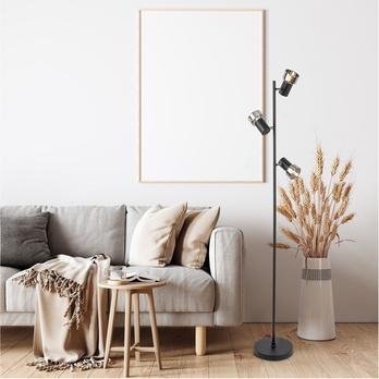 Stojací lampa HATICE 5 černá/tónované sklo 1