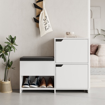 Botník s lavicí HAVEN bílá 1