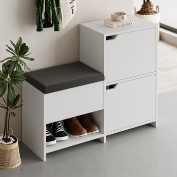 Botník s lavicí HAVEN bílá 2