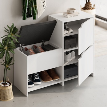 Botník s lavicí HAVEN bílá 3