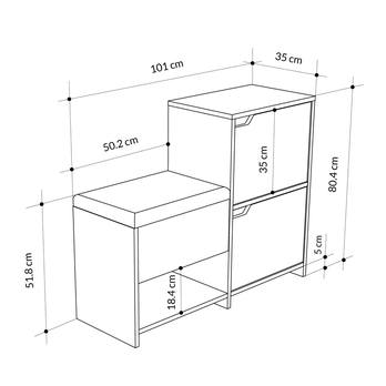 Botník s lavicí HAVEN bílá 5