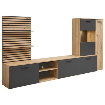 Obývací stěna  HEATHROW dub artisan/antracitová 4