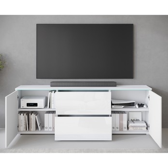 TV komoda HECTOR bílá/bílá vysoký lesk 2