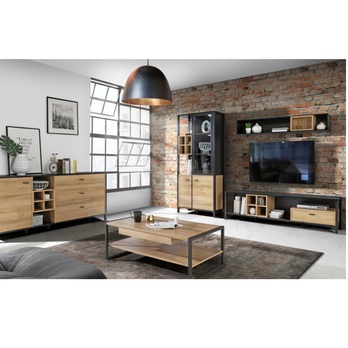 Nástěnná police HIGH ROCK 10 černá/dub riviera 4