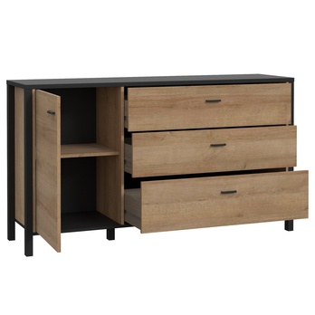 Komoda HIGH ROCK 3 černá/dub riviera 2