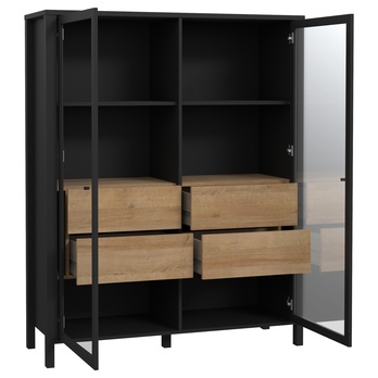 Vitrína HIGH ROCK 7 černá/dub riviera 2