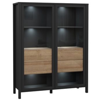 Vitrína HIGH ROCK 7 černá/dub riviera 6