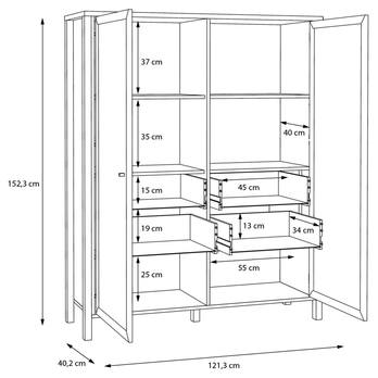Vitrína HIGH ROCK 7 černá/dub riviera 7