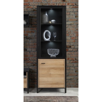 Vitrína HIGH ROCK 8 černá/dub riviera 7