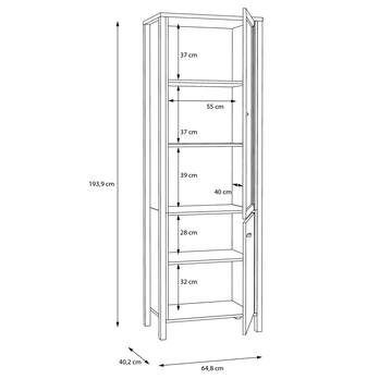 Vitrína HIGH ROCK 8 černá/dub riviera 8
