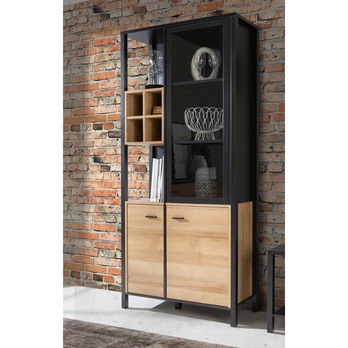 Vitrína HIGH ROCK 9 černá/dub riviera 1