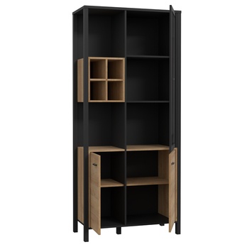 Vitrína HIGH ROCK 9 černá/dub riviera 2