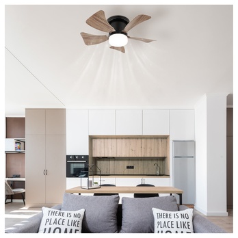 Stropní LED svítidlo s ventilátorem HINES přírodní/černá 1