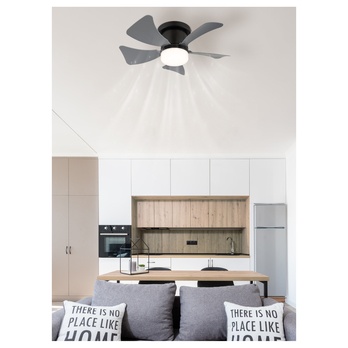 Stropní LED svítidlo s ventilátorem HINES šedá/černá 1