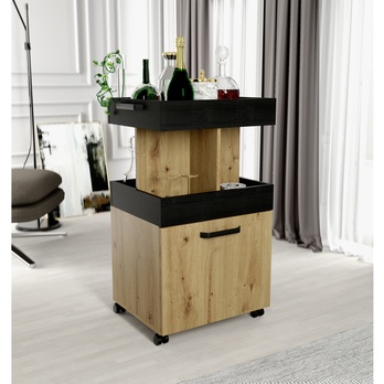 Bar na kolečkách HOME BAR II dub artisan/černý dub 1