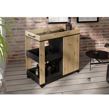 Bar na kolečkách HOME BAR III dub artisan/černý dub 1