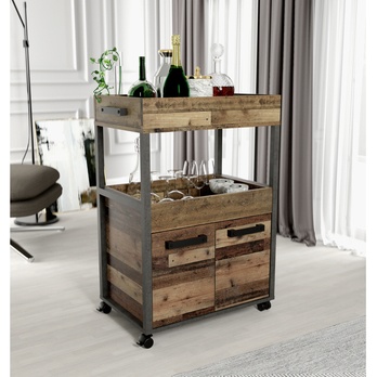 Bar na kolečkách HOME BAR staré dřevo/beton 1