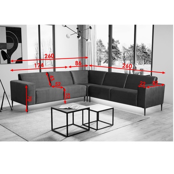 Sedací souprava HORIZON L šedá 4