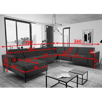 Sedací souprava HORIZON XL pravá, červená 4