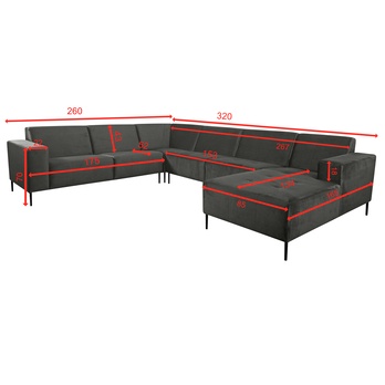 Sedací souprava HORIZON XL levá, šedá 4