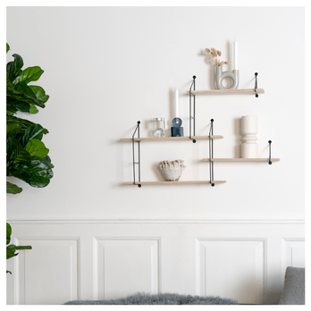 Nástěnný regál HORLIM přírodní/černá 1