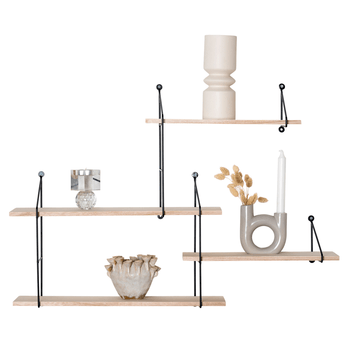 Nástěnný regál HORLIM přírodní/černá 2