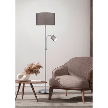 Stojací lampa HOTEL matný nikl/šedá 1