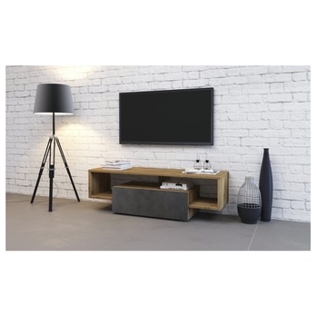 TV komoda HUBERTUS dub wotan/šedý beton 1