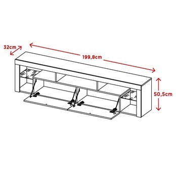 TV stolek HUGO dub wotan/bílá lesklá, šířka 200 cm 3