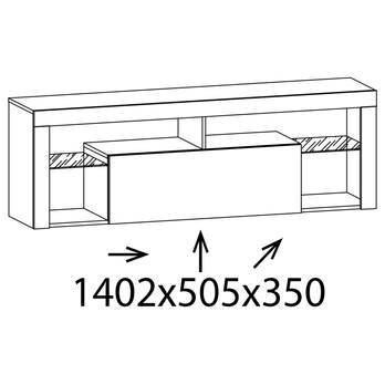 TV stolek HUGO dub wotan/bílá lesklá, 140 cm 3