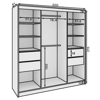 Šatní skříň IDIN černá/bílá 2