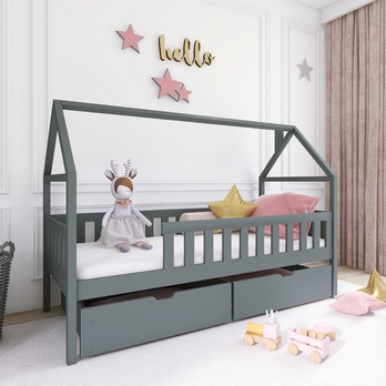 Domečková postel IDOM grafitová, 90x200 cm 1